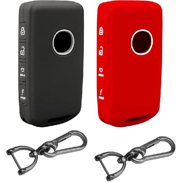 2Pcs 4 Buttons Silicone Rubber Key Fob Cover Compatible With 2025 2024   Mazda 3 6 CX-3 CX-5 CX-9 CX-30 CX-50 CX-90 MX-5 Miata MX-30 EV Carbon Fiber