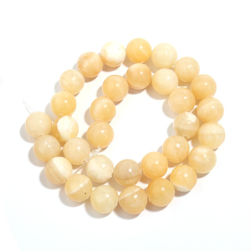 1 Strand Natural Stone Yellow Jade Beads Round Genuine Stone Beading Loose Gemstone for DIY Bracelet Necklace  Jewelry Making