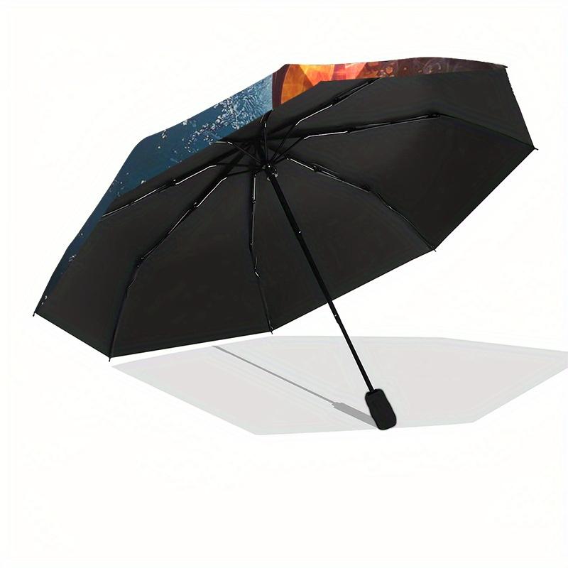 Flame & Water: Treble Clef Music Note Art PrintUmbrella, Portable 3-Fold Compact Umbrella,Christmas Gift ES440