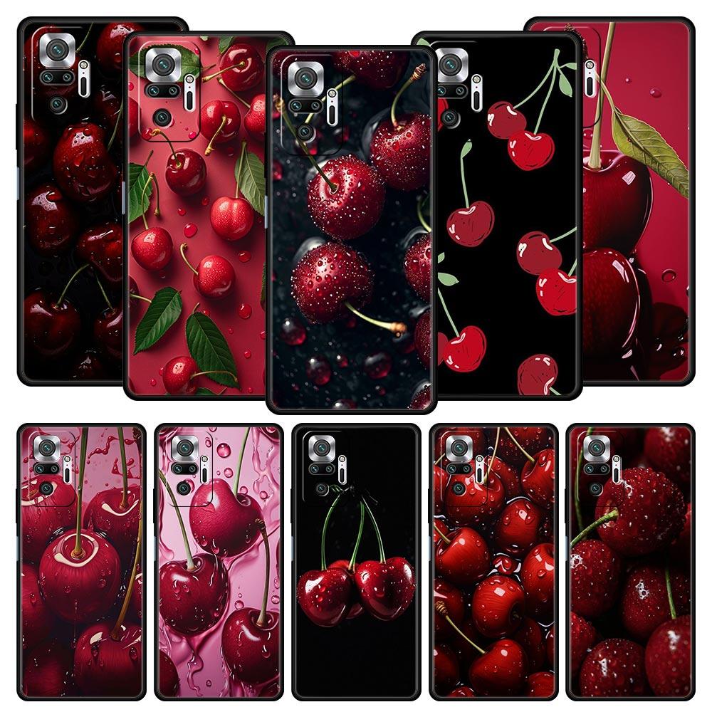 Cherries Cherry Fruit Phone Case For Xiaomi Redmi Note 14 13 5G 10 11 12 Pro Plus 4G 14C 13C 12C 10C Black Cover
