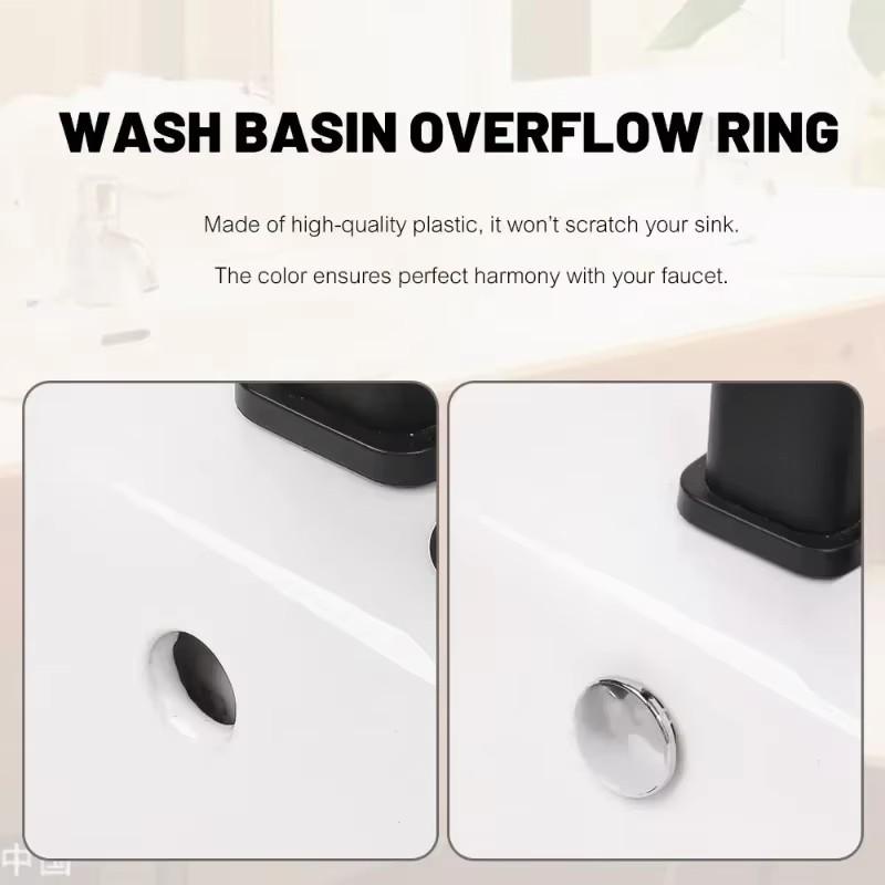 Plastic Sink Hole Overflow Cover for Kitchen Bathroom Basin Trim Bath Drain Cap Sink Wash Basin Round Overflow Ring Plug