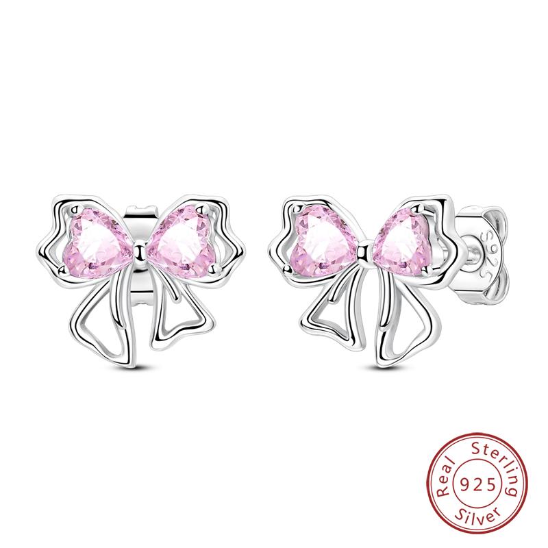 Earrings 925 Silver Shining Snowflake Mini Butterfly Ear Studs For Women Fine Birthday Party Jewelry Gifts