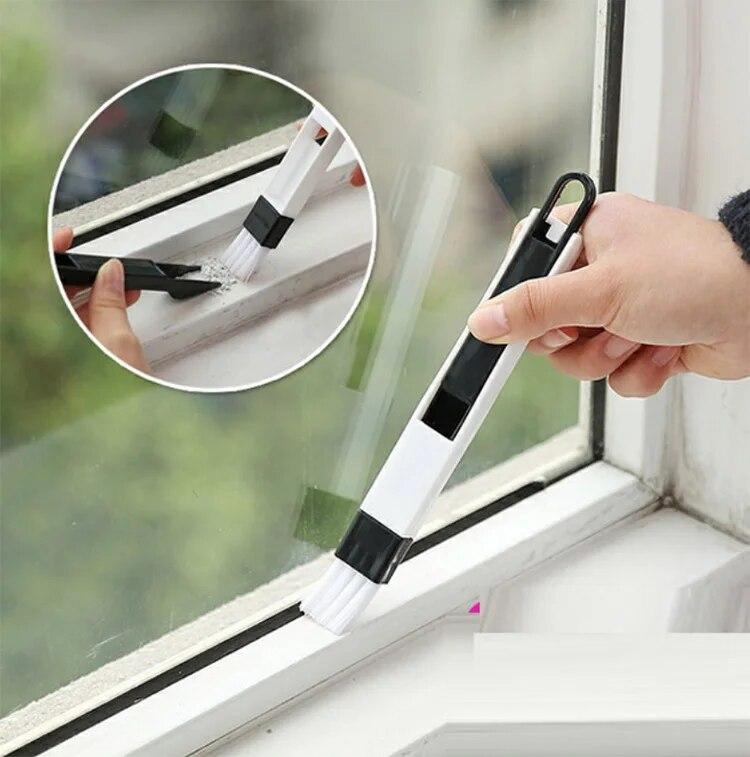 1pc Multi-purpose Door Window Groove Cleaning Brush With Dustpan For Kitchen And Bathroom, Gap Brush, Desktop Cleaning Sweep Cor