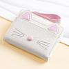 Cute Short Cat Wallet Zipper Multi Card Position Cartoon Wallet Pu Leather with Lanyard Student Card Coin Purse Girls