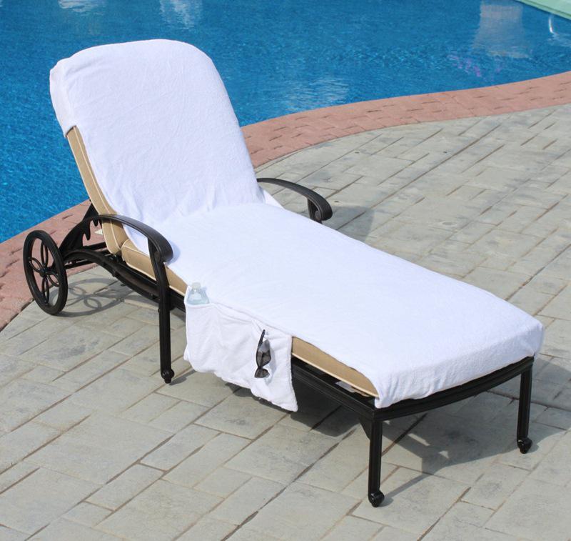Soft, Sun-Protective Beach Chair Cover - Anti-Slip, Double-Sided Towel Texture with Pockets for Comfort on Outdoor Loungers
