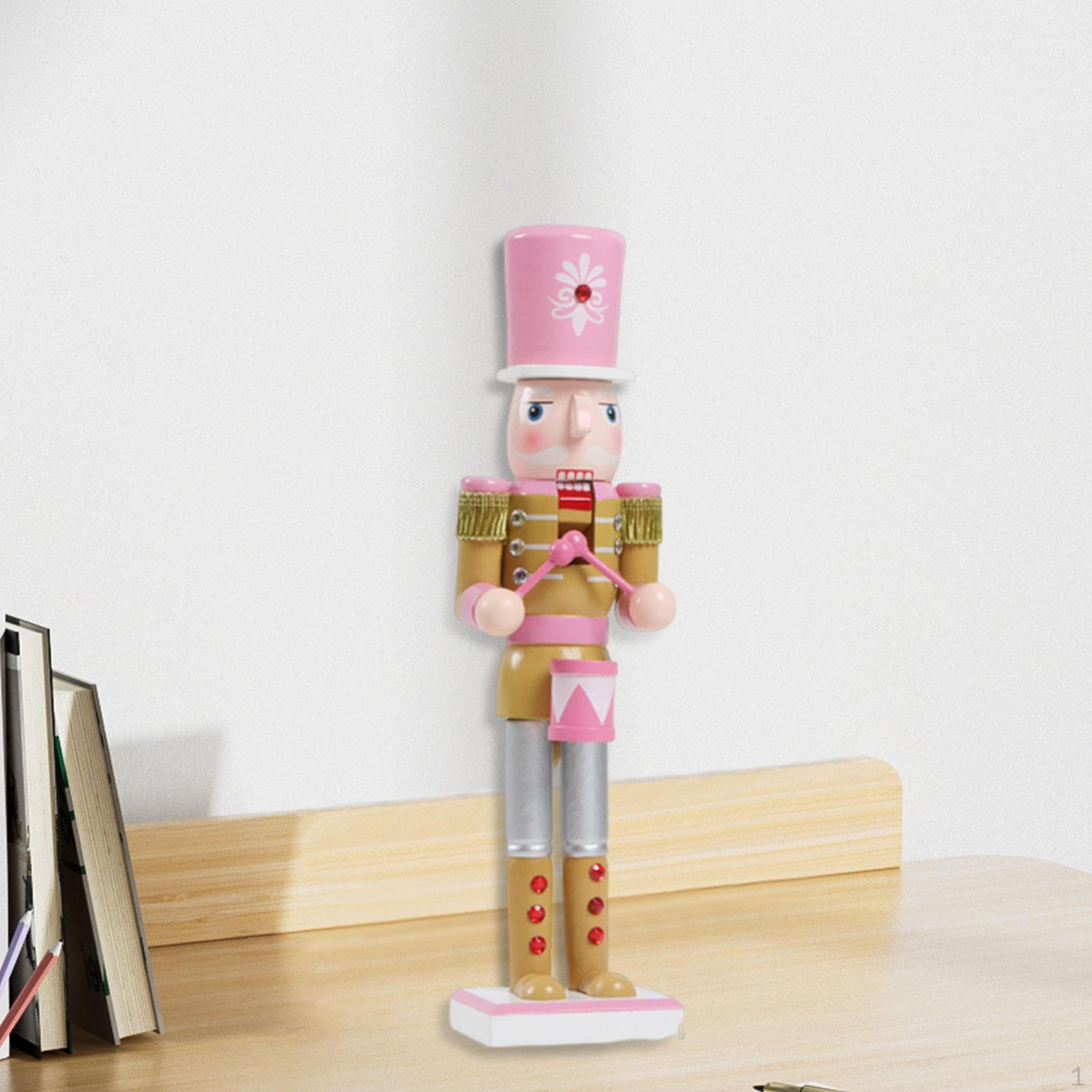 

Nutcracker Statue Figurine Collectible Decoration Artwork Wood Sculpture Ornament for Bookshelf Height 36 cm