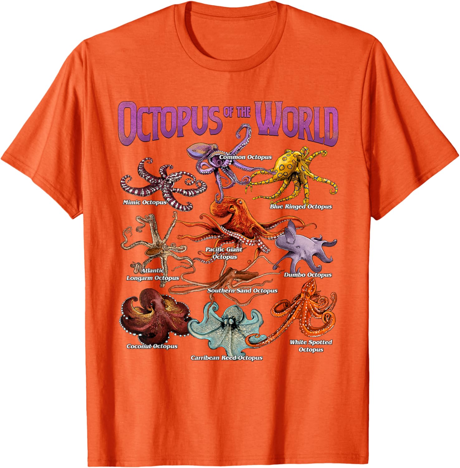 

Octopus of the Sea Animal Graphic Tee Men Casual Cotton Short Sleeve T-Shirt Trip 4XL