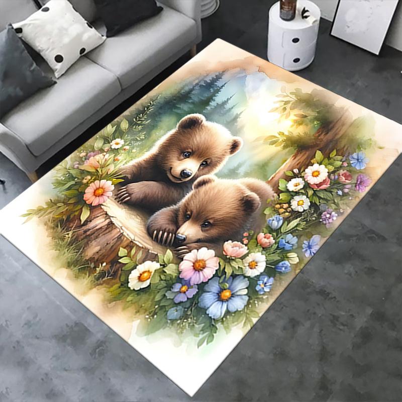 Bear Theme Chair Mat Office Carpet - Oversized Rug for Home Decor, Sofa Carpet, Desk Mat, Gift Idea for Office and Living Room0250A