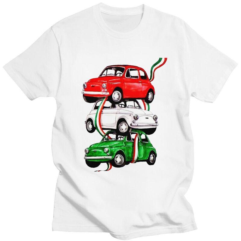 Custom Male Vintage Italy Flag Car T Shirt ShortSleeve Cotton Tshirts Tshirt Casual Italian Pride Tees Loose Fit Clothing