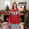 Women's Loose Fit Knit Christmas Pullover Sweater with Tree Embroidery for Fall and Winter
