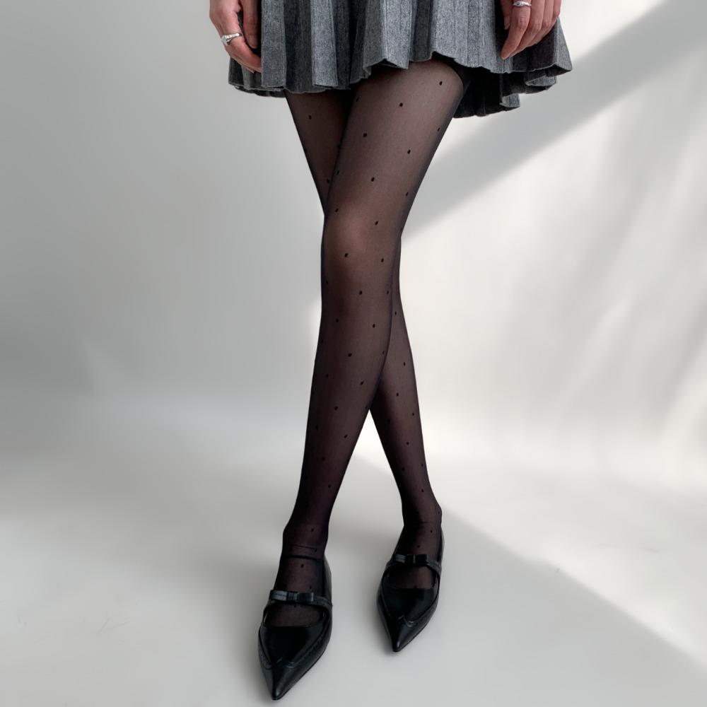 Black polka dot stockings anti-hooking sexy polka dot pantyhose children's summer thin jk white silk