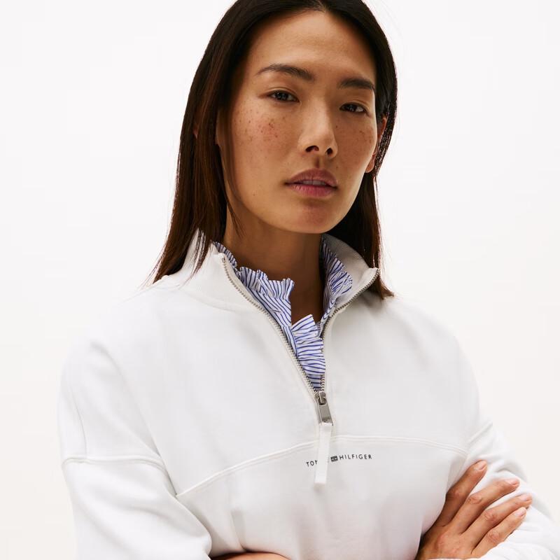 Tommy Hilfiger Women's Letter Print Half-Zip Stand Collar Sweatshirt