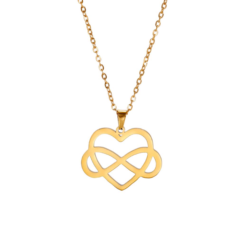Minimalist Hollow-Out Infinity Heart Pendant Titanium Steel Necklace