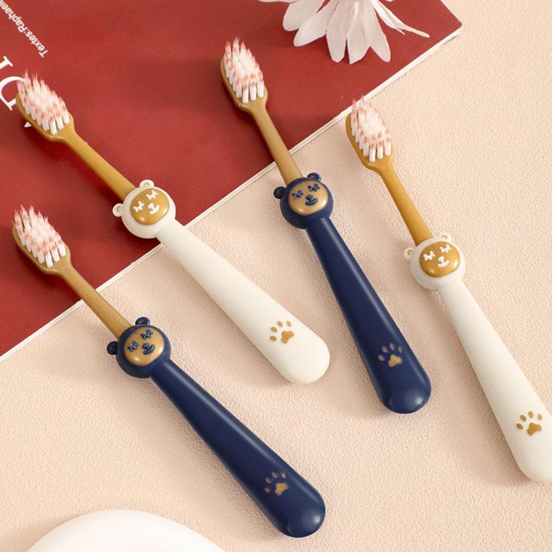 Value Pack Six Children's Toothbrushes Household Soft Bristle Cleaning Brush Preventing Tooth Decay Cartoon Bear Brush Handle