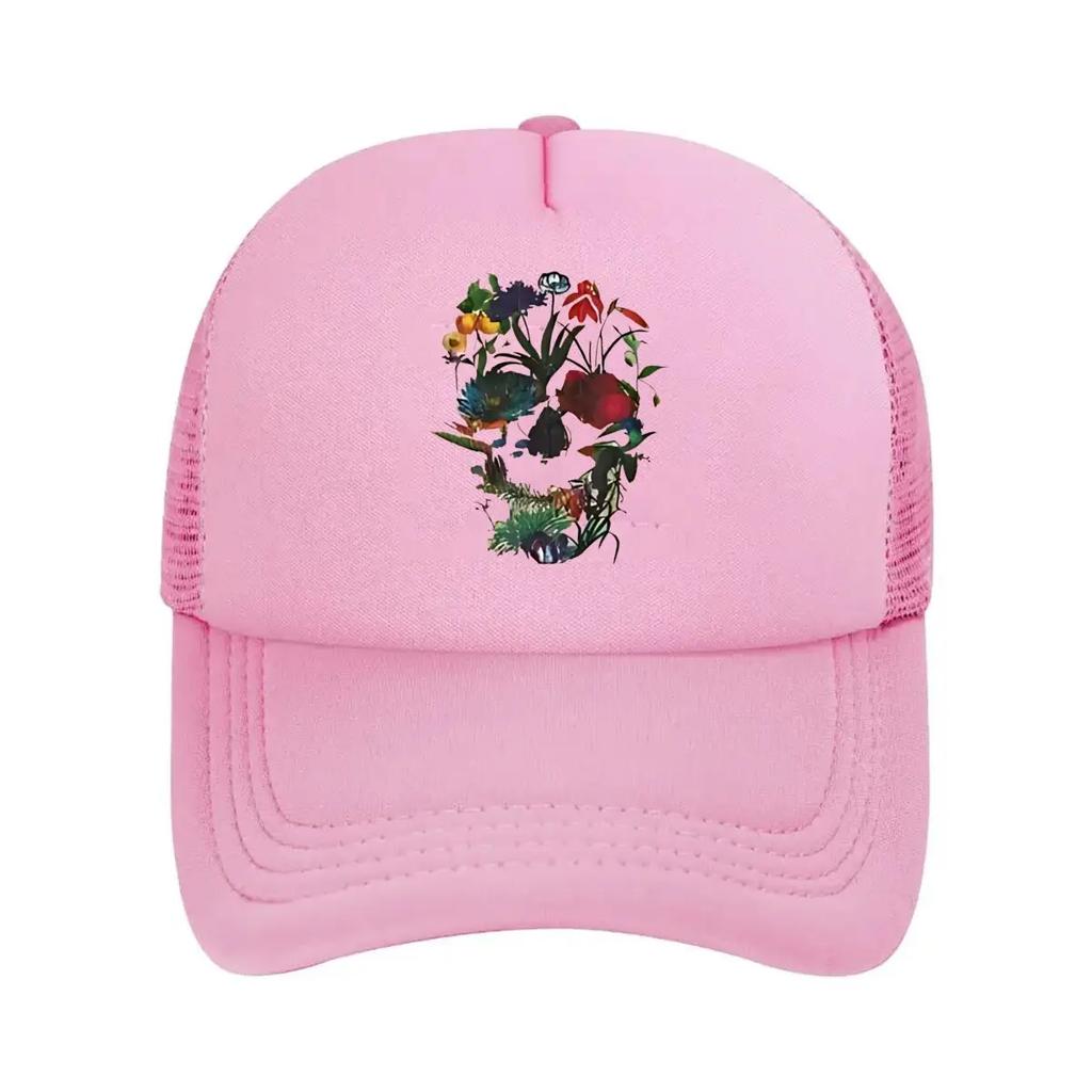 Flower Skull Artistic Nature Art Design Mesh Baseball Cap