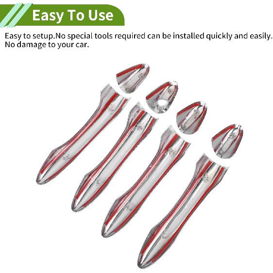 Exterior Door Handle Cover Trim Door Handle Cover for Kia Sportage R 2011-2015 (Only Fit the Left Hand Drive Model) Silver Tone ABS 1 Set