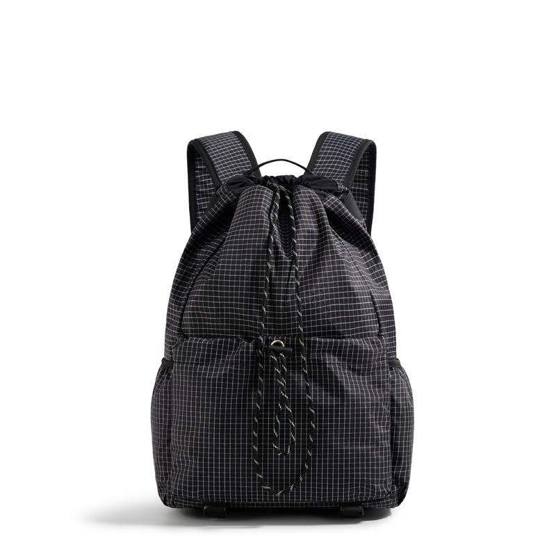 Large Capacity Plaid Drawstring Backpack: Lightweight, Versatile for Outdoor Sports & Travel