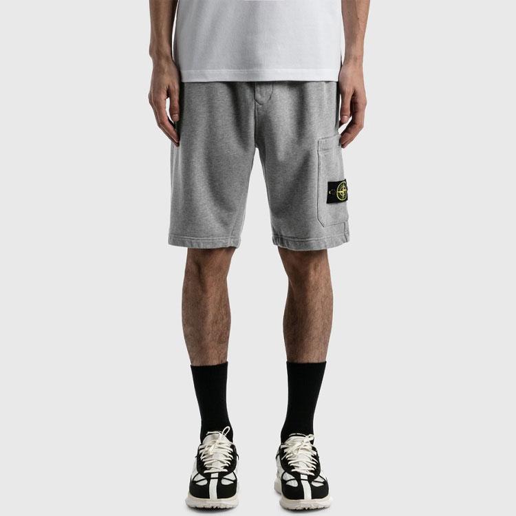 STONE ISLAND Szorty Bermuda Cargo Szary Melange Męskie Spodnie 741564651-V0M64