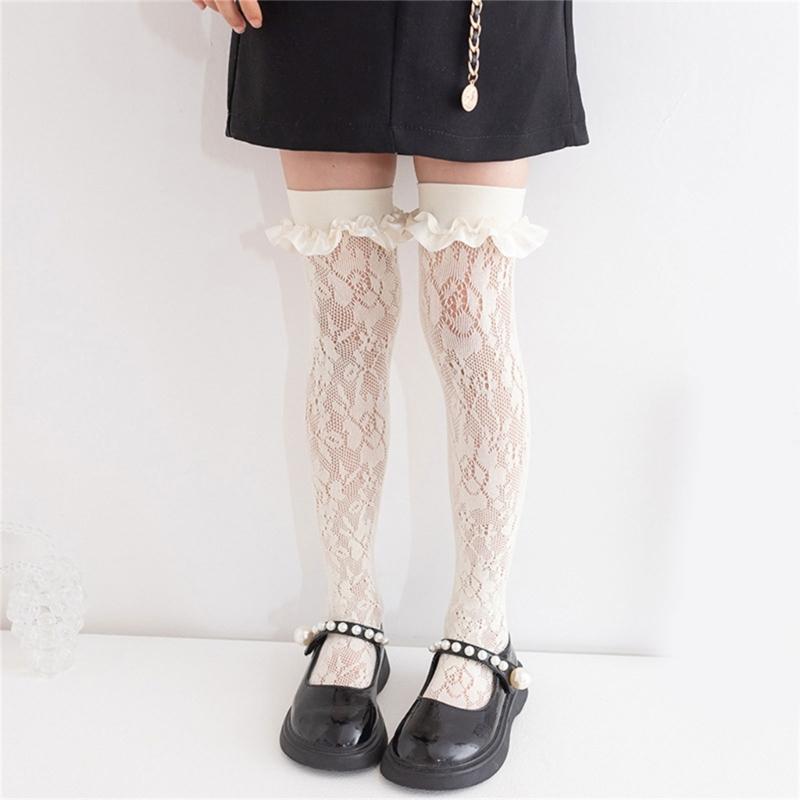 Classical Solid Color Over Knee Length Socks for Kids Soft Nylon Long Tube Socks for Party Outfits and School Event
