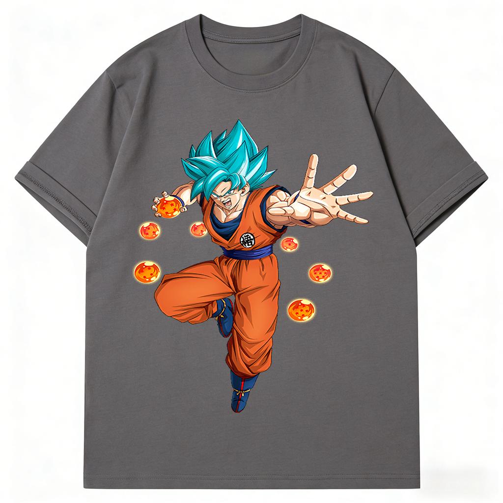 Dragon Ball Super Son Goku Super Saiyan Blue TShirt Anime Graphic Print Crew Neck Pure Cotton High Street Tops For Men Women