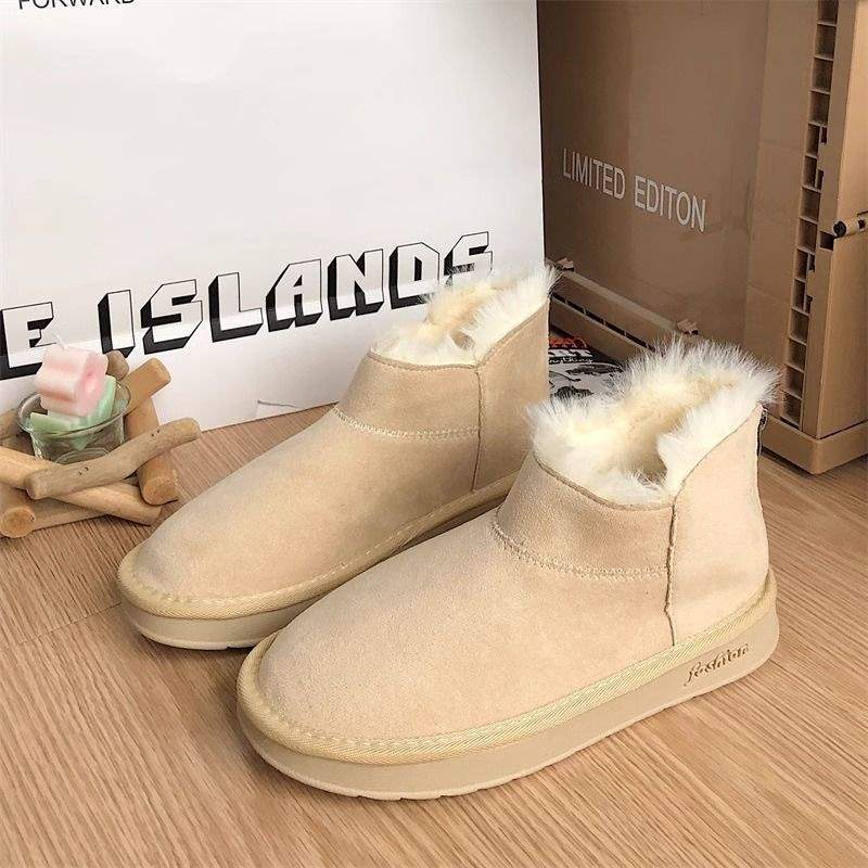 Warm and comfortable~ South Korea INS thickened fluffy snow boots women's 2025 winter new velvet non-slip warm cotton shoes