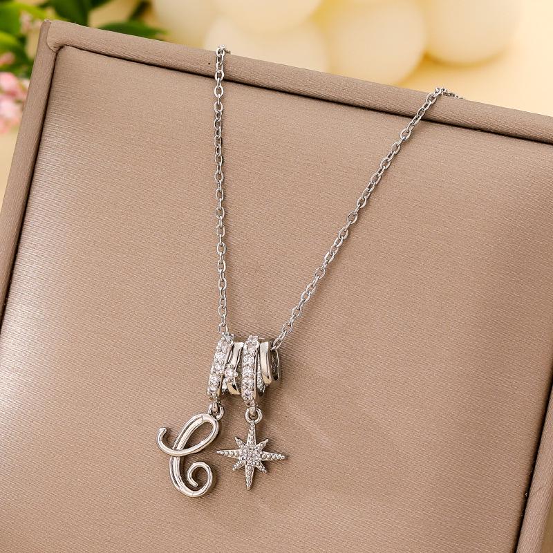 Women's Silver Titanium Steel Necklace with Micro-Inlaid Zircon - Elegant, Durable Clavicle Chain Jewelry