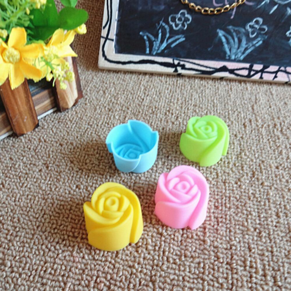 8pcs Kitchen Tools Jelly Chocolate Rose Flower Silicone Baking Mould Cup Cake Mold Cookie