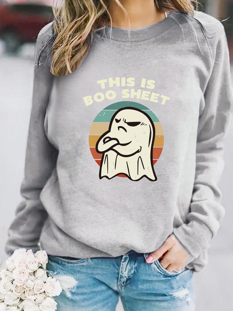Women's Autumn/Winter Long-Sleeve Cartoon Ghost Pullover Hoodie