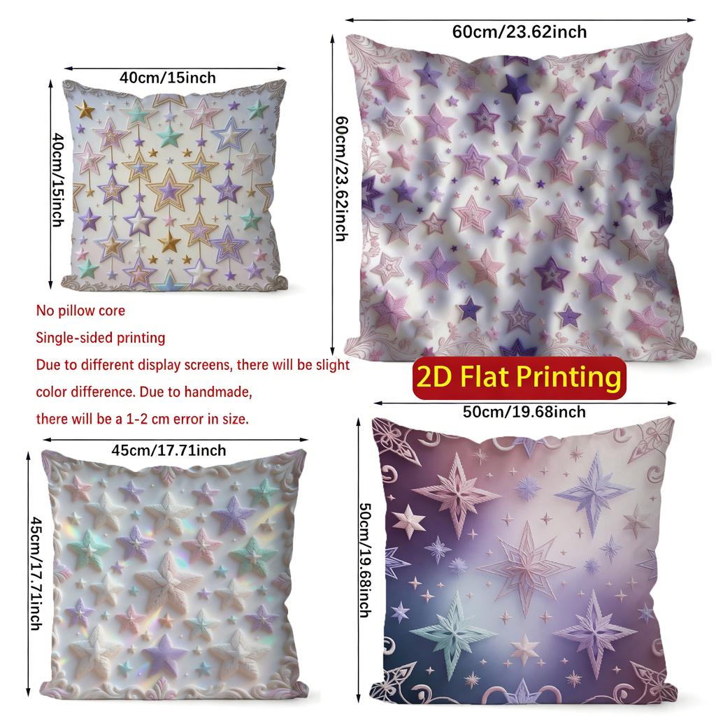 2D Pastel Starry Aesthetic Throw Pillow Covers** Pattern Cushion Cover Suitable For Sofa Bedroom Car Pillow Cover