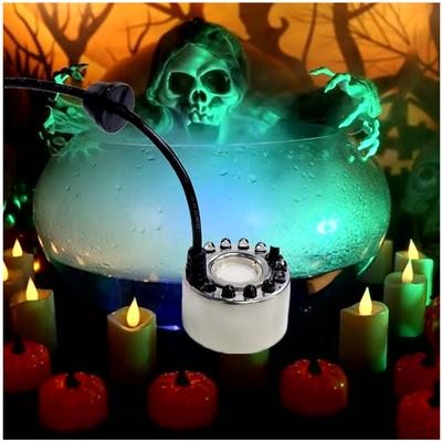 Mini Ultrasonic Mist Maker LED Pumpkin Light Fogger Water Fountain Pond Fog Machine Atomizer for Halloween Christmas Party Decor