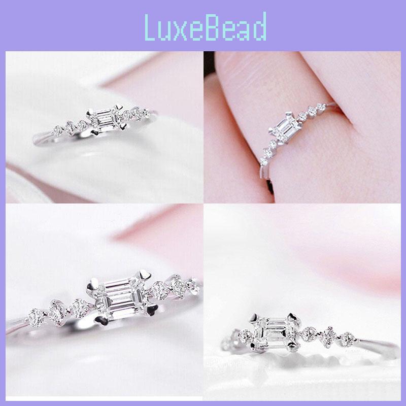 Exquisite Silver Plated Natural Gemstones Square White Sapphire Wedding Birthstone Ring For Timeless Elegance