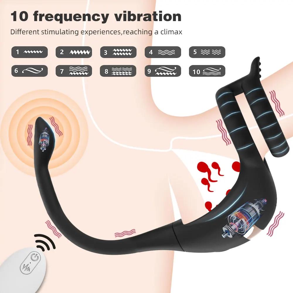 Vibrační stimulátor erekce na penisu s mini kulkou, dálkovým ovládáním aplikace Anální anální zátka Masáž prostaty Penis Ring Mužské vibrátory Sexuální hračky