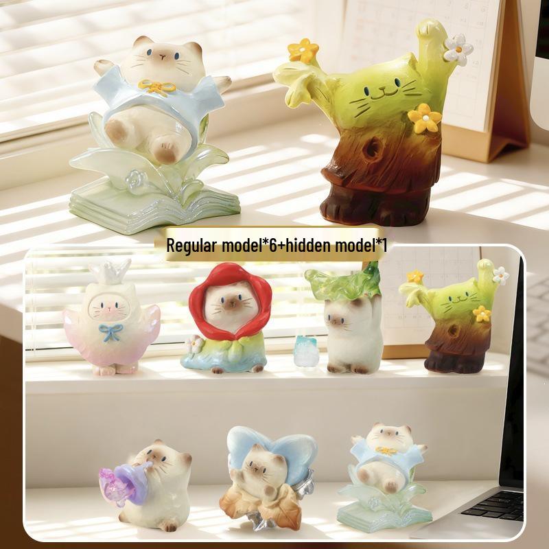 Whimsical Meow Collection Blind Box: Healing Kitten Resin Figurine Gift for Friends, Classmates, and Dorm Decor