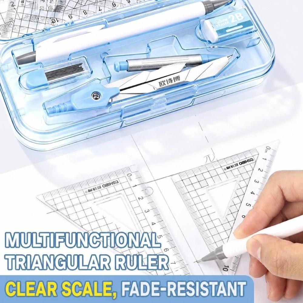 8pcs Protractor Triangle Ruler Set Students Compass Kit Geometry Compass Ruler Set  School Supplies