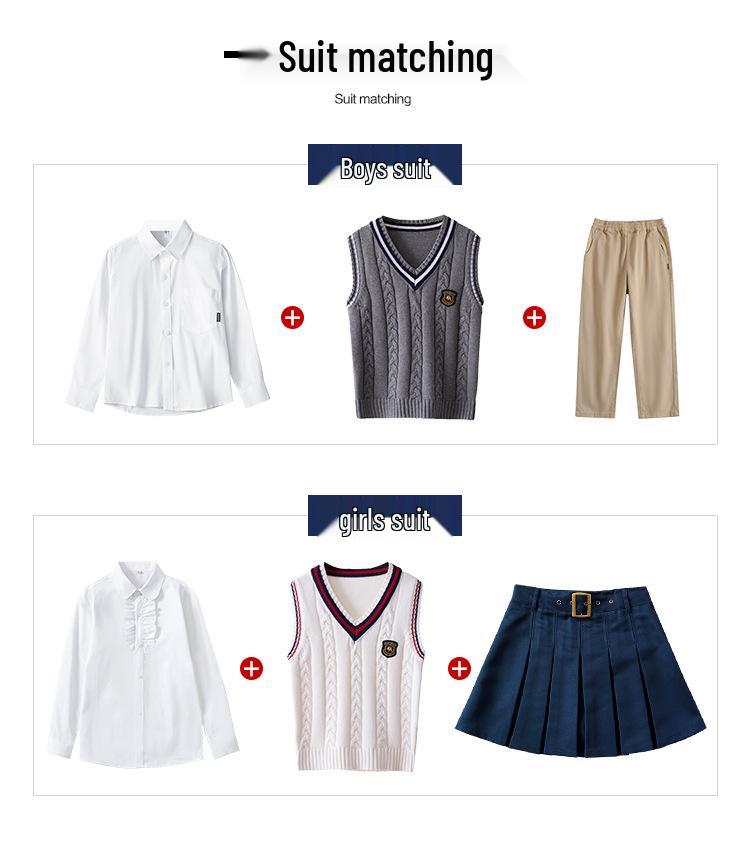 Kinder Preppy Stil Baumwoll-Pullunder - Frühling/Herbst Schul- oder Kindergartenuniform