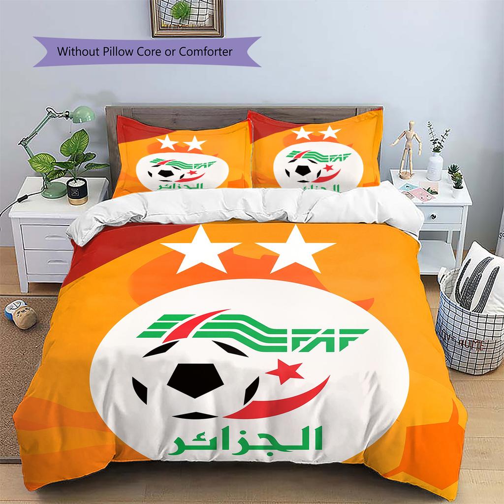 Algerien Nationalmannschaft Muster Bettwäsche Bettdecken-Set Heimdekoration Geschenk (1 Bettbezug + 2 Kissenbezüge (ohne Füllung))