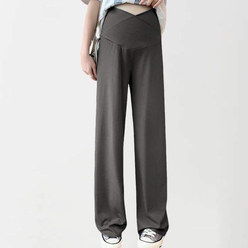Summer Maternity Wide-Leg Ice Silk Pants - Lightweight, Loose, Casual Straight-Leg Base Layer XXL