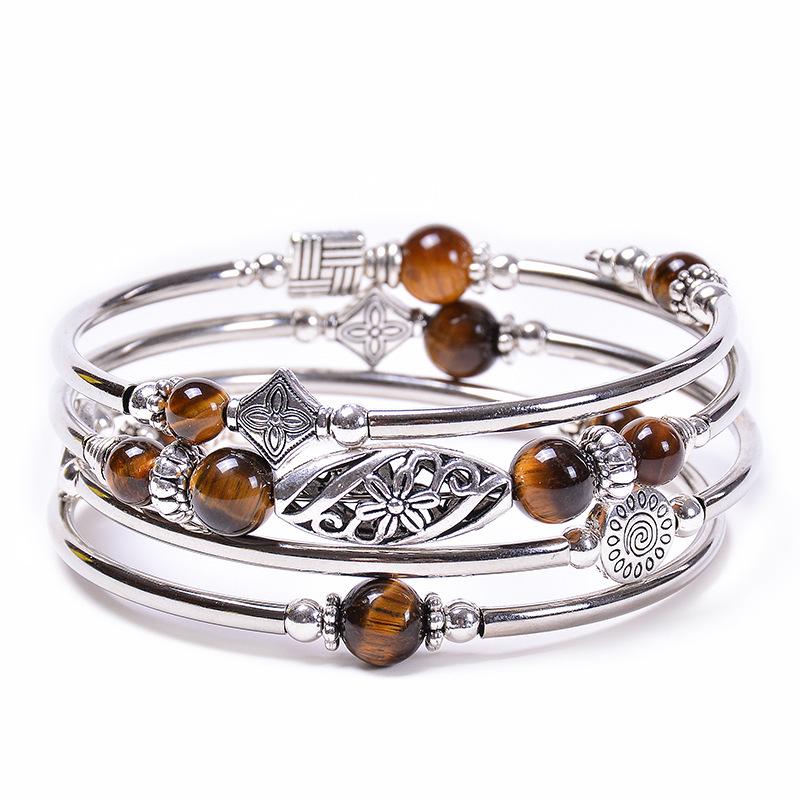 Bohemian Emperor Stone Multi-layer Wrap Bracelet – Women's Natural Stone Beaded Bangle