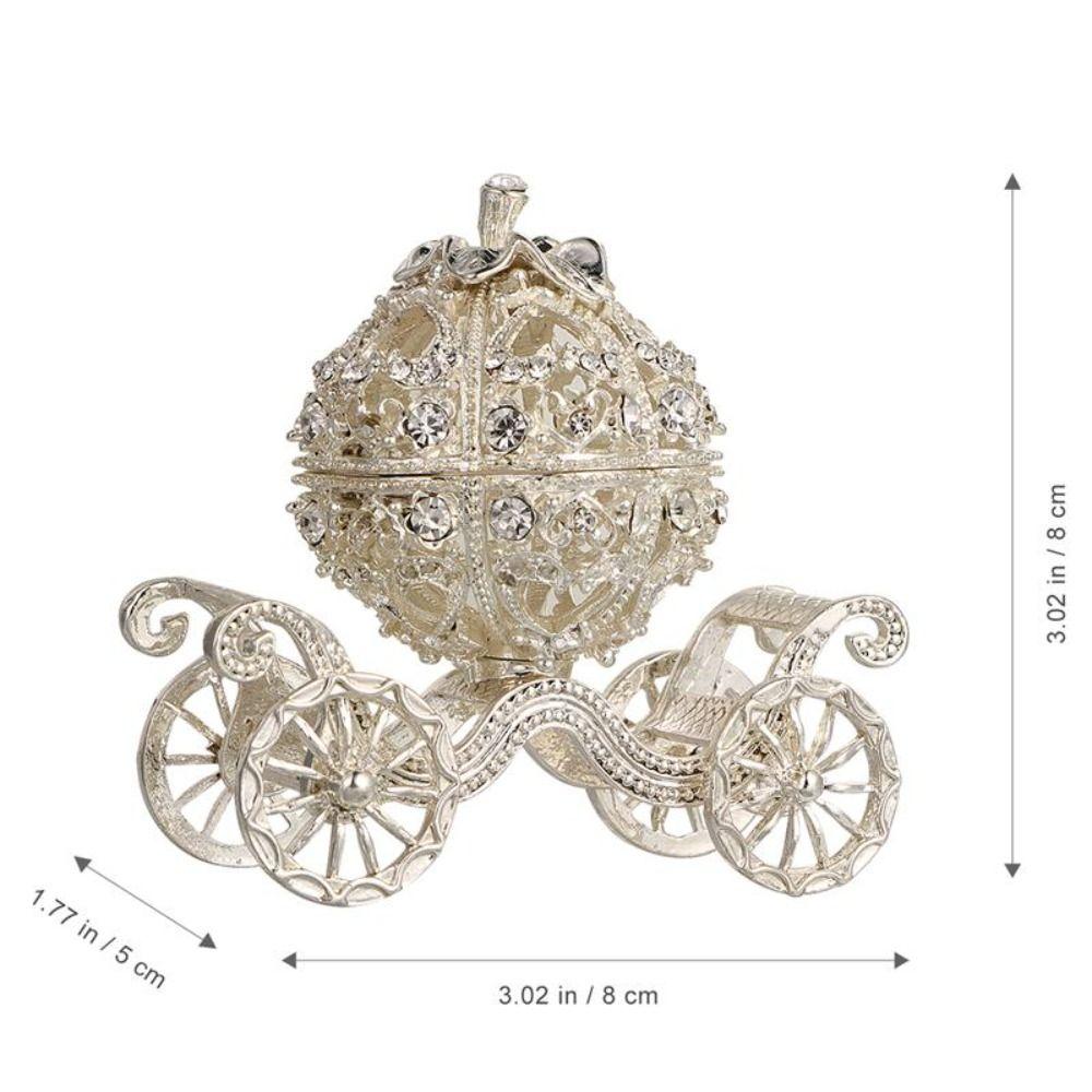 Silver Pumpkin Car Jewelry Box Hand-set  Pumpkin Carriage Creative   Women Girls