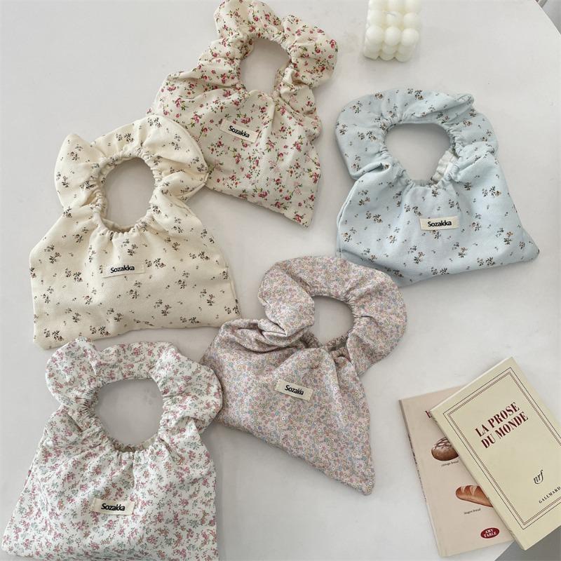 New Thin Cloth Bag Tote Bag Women's Broken Flower Canvas Bag Hand Carry Wrist Bag