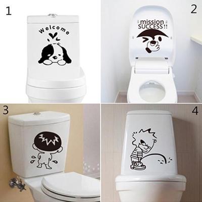 Cartoon Pattern Toilet Sticker Cute Home DIY Decoration Wall Decal Bathroom Stickers