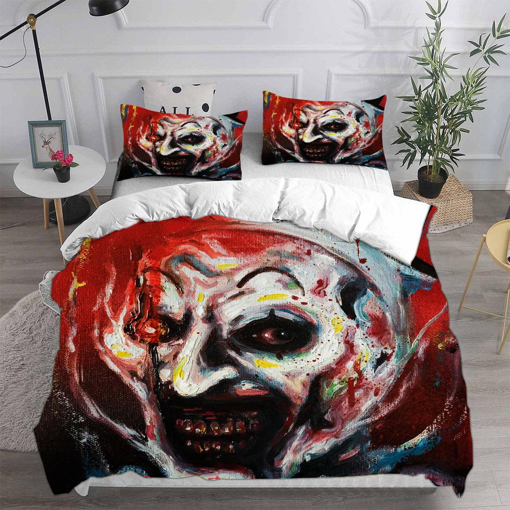 Terrifier 2 (2022) Bedding Sets Bed Cover Comforter Duvet Cover Pillow Case 2-3 Pieces Sets Horror Christmas Decoration