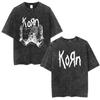 Men Women Korn Follow The Leader Walkman Washed T Shirt Washed Oldschool Loose Short Sleeve Cotton Oversize Unisex Tops