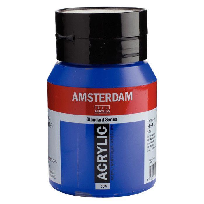 Peinture acrylique - Amsterdam - 500ml - Bleu outremer - Haute résistance à la lumière - Durable