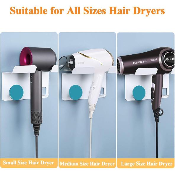 Hair Dryer Stand Holder Wall Mounted, New Upgrade Punching Or Nails-Free Glue Two Ways Blow Dryer Holder Rack Organizer for Dyson Supersonic Hair