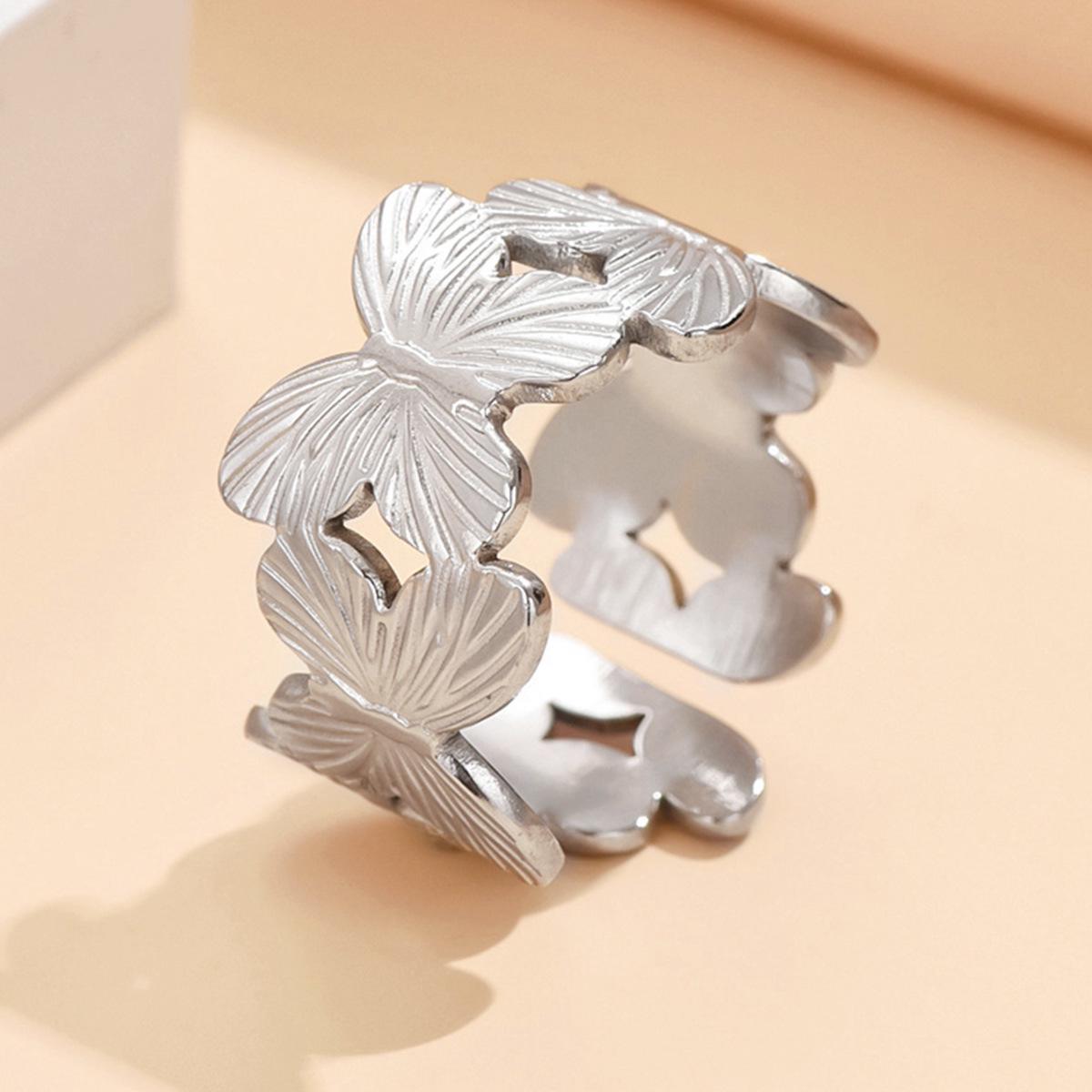 Women s Retro Butterfly Stainless Steel Ring - Colorfast Titanium Steel Jewelry