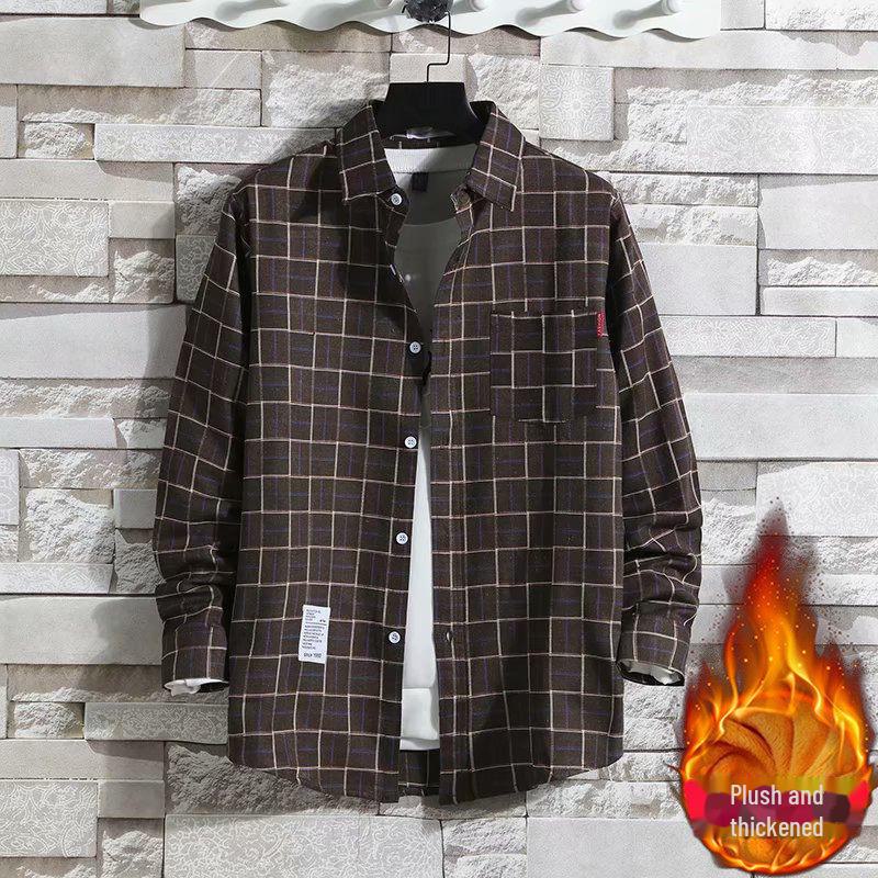 2024 Men's Plaid Velvet Warm Long Sleeve Shirt - Autumn/Winter Collection