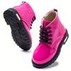 Girls High Top Boots Plush Lining Lightweight Durable Faux Cover Non Slip Traction Sole Zipper Lace Up Closure