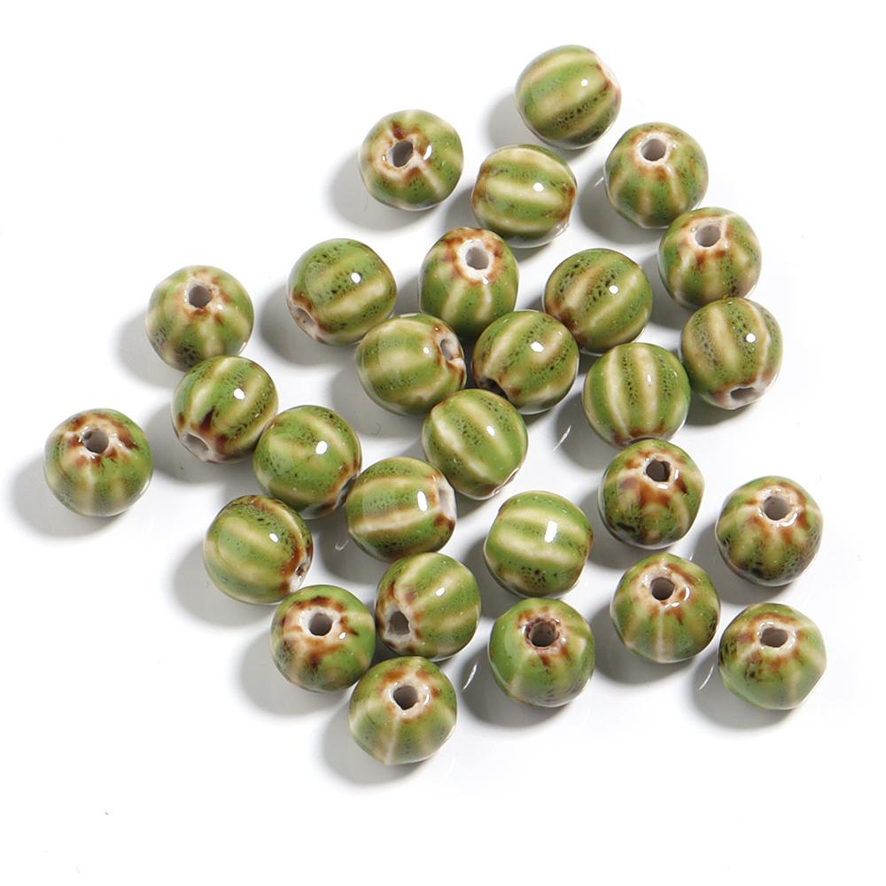 20pcs 12mm Watermelon Floral Glaze Ceramic Beads Colorful Loose Bead For Jewelry Making DIY Crafts Bracelet Necklace Accessories
