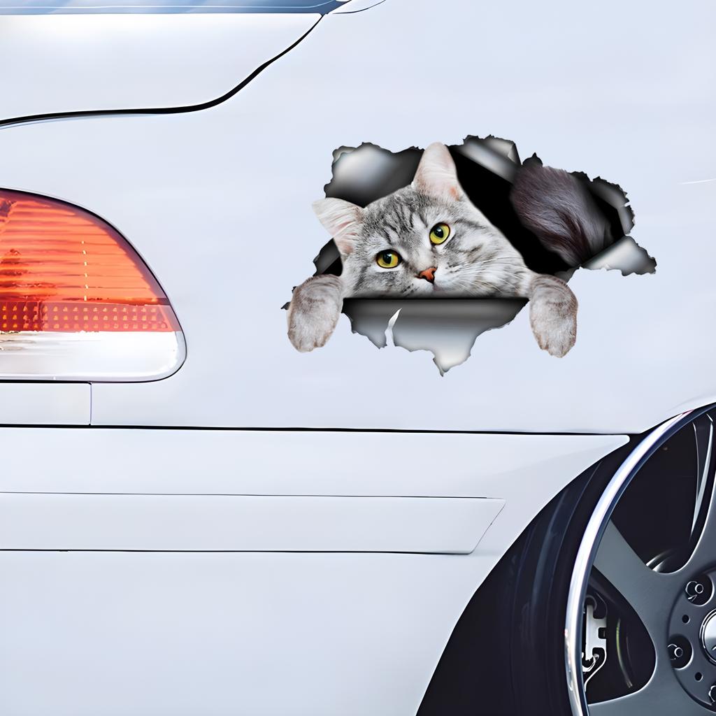 Šedá mourovatá kočka Roztomilé zvířecí samolepky na auto Samolepky na nárazníky Autodoplňky Vodotěsný vinylový materiál